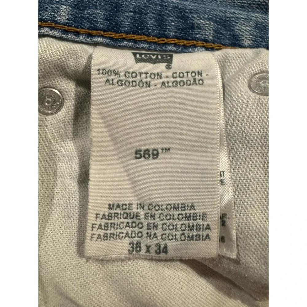 Levis 569 Loose Straight Jeans Mens 36x34 Blue Medium Wash Denim 005690601